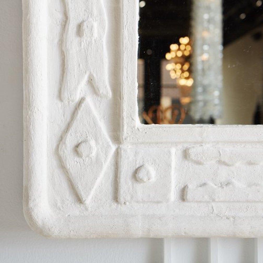 French Geometric Plaster Frame Mirror 5