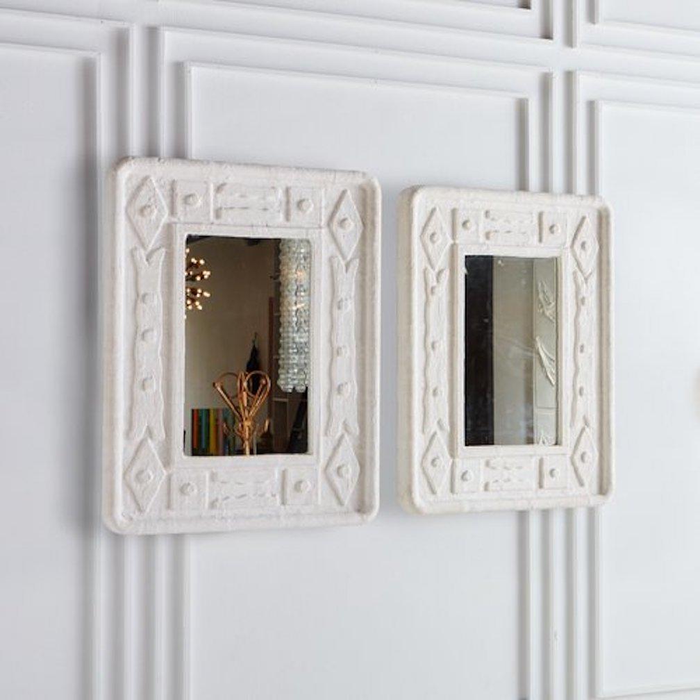 Post-Modern French Geometric Plaster Frame Mirror