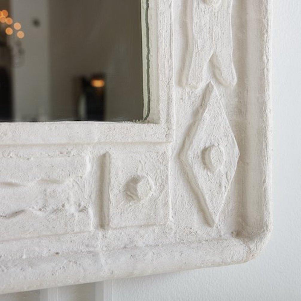 French Geometric Plaster Frame Mirror In Good Condition In Chicago, IL