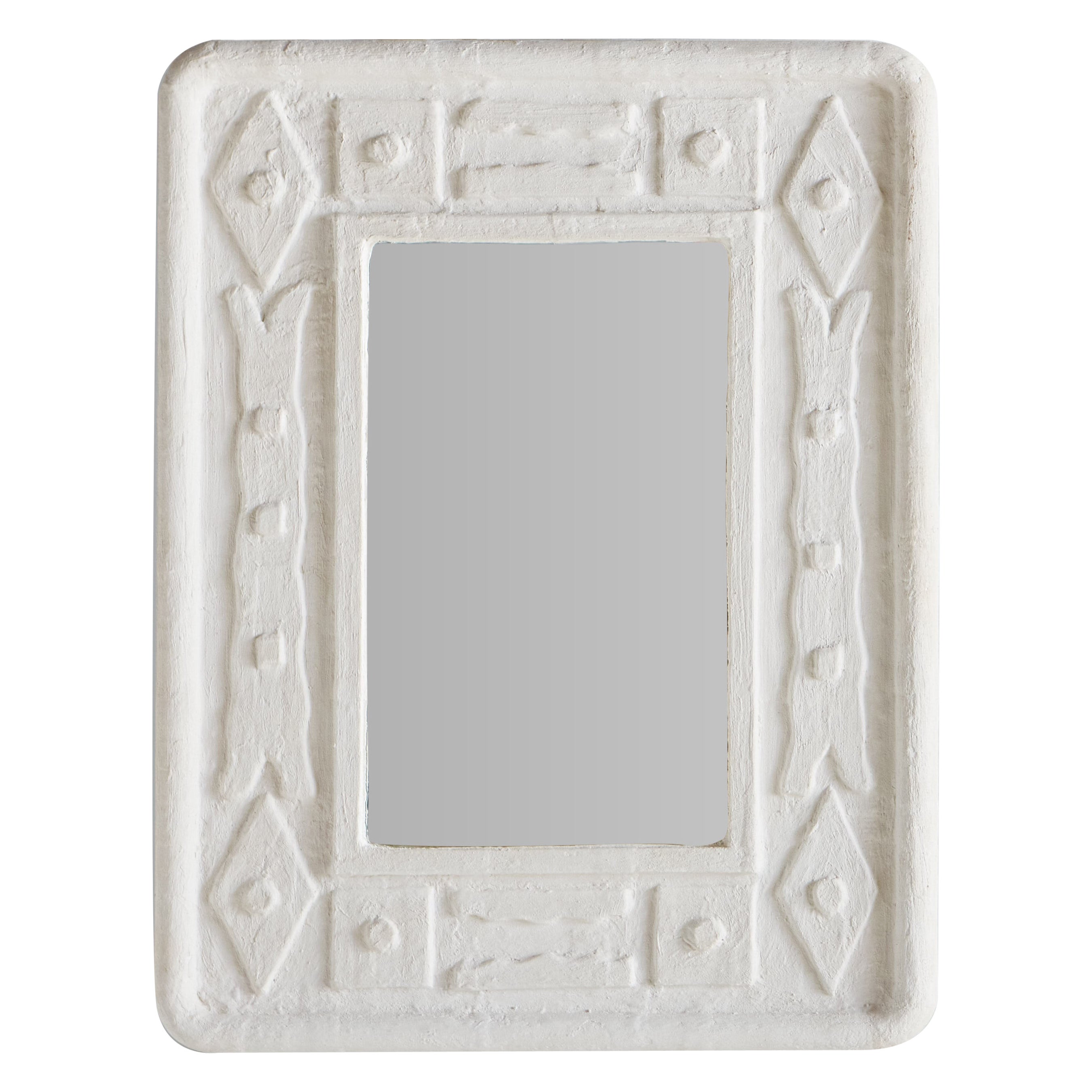 French Geometric Plaster Frame Mirror
