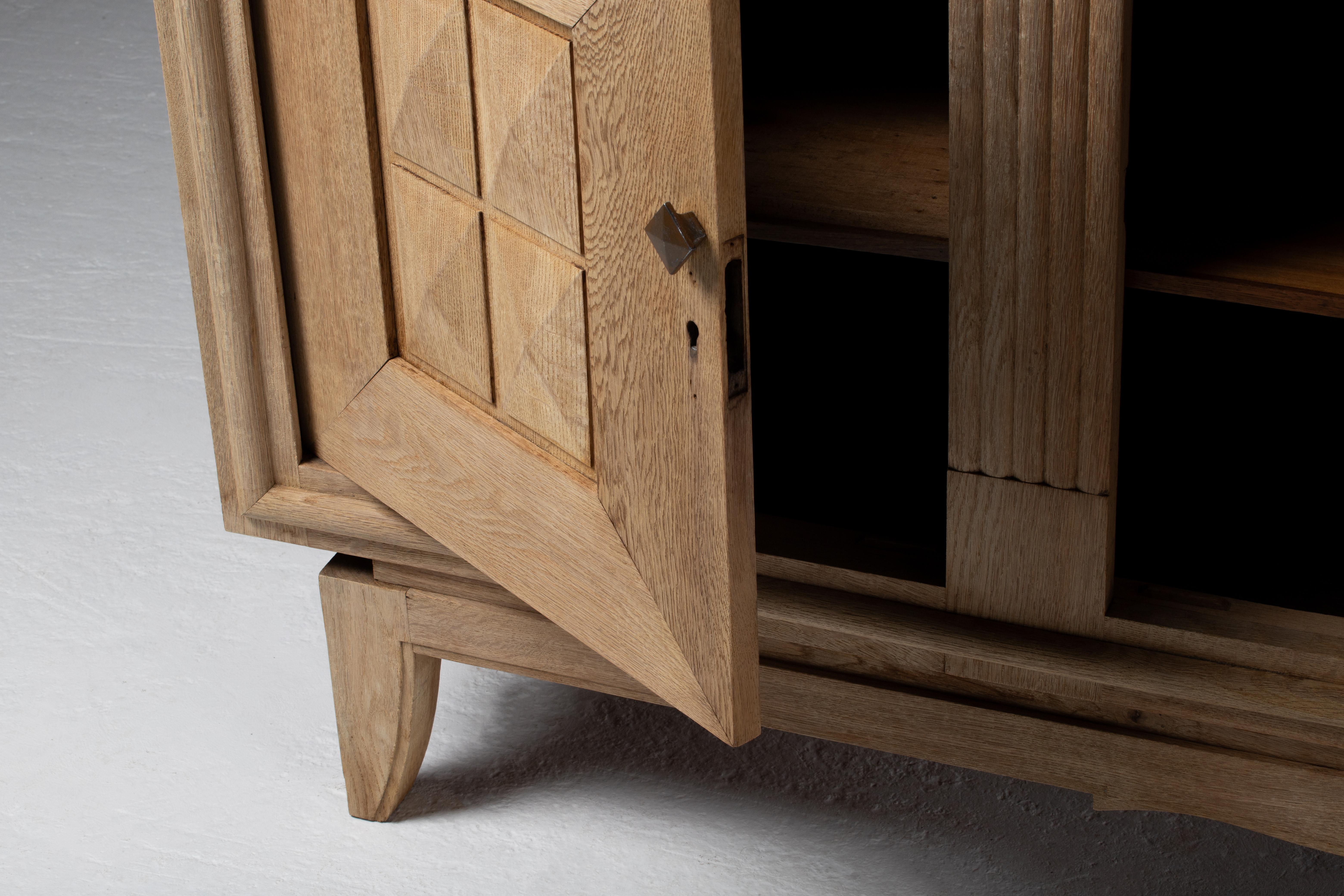 French Geometric Sideboard in Bleached Oak, 1950s 1