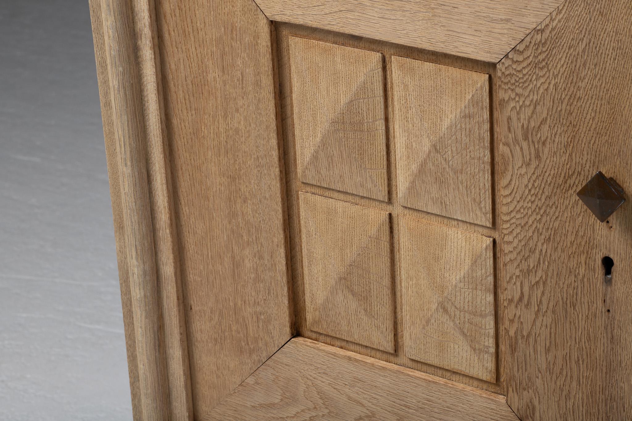 French Geometric Sideboard in Bleached Oak, 1950s 4