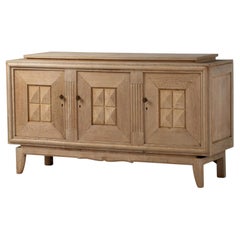 French Geometric Sideboard in Bleached Oak, 1950s