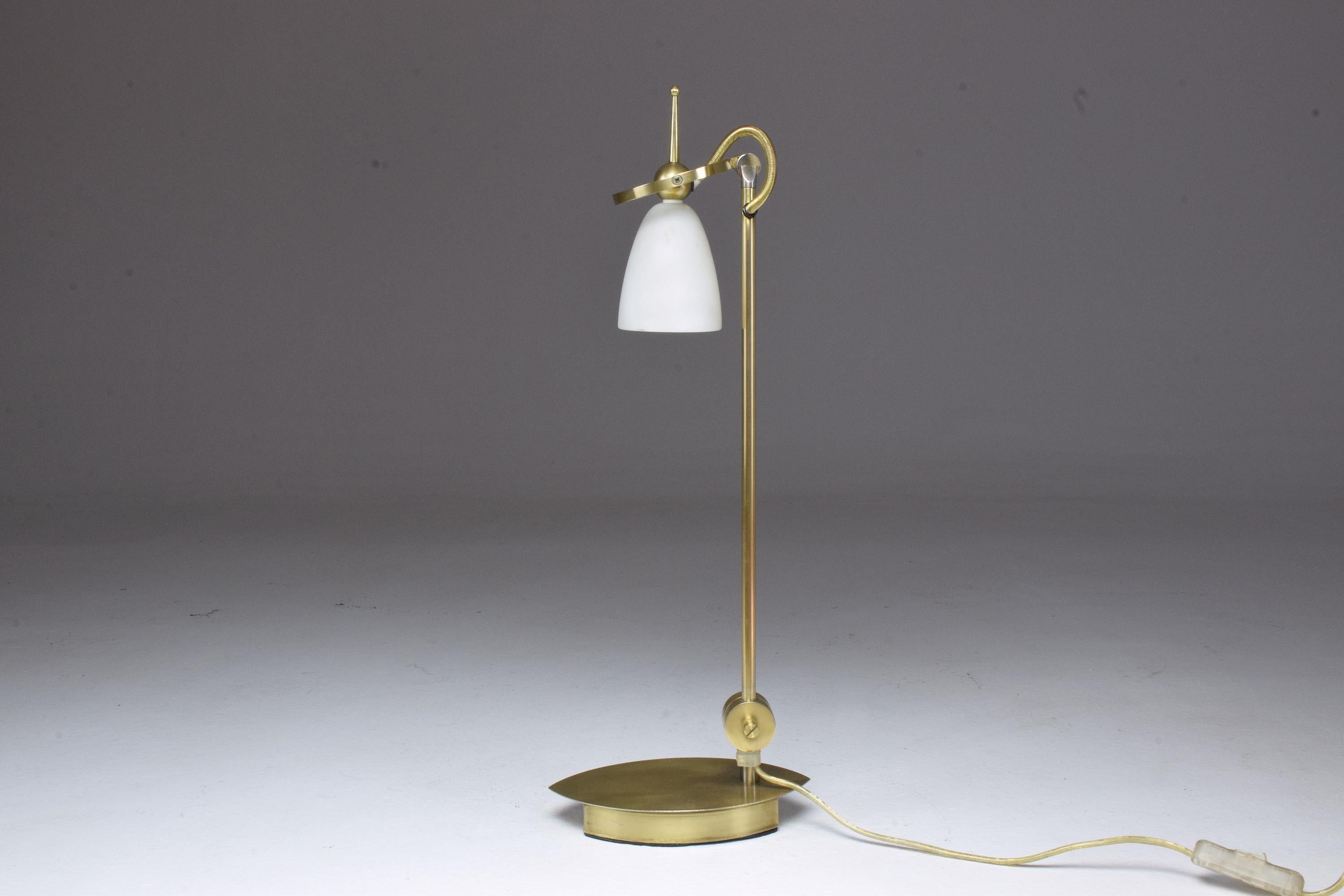 Milk Glass 20th Century Vintage Brass Table or Desk Lamp, 1980s