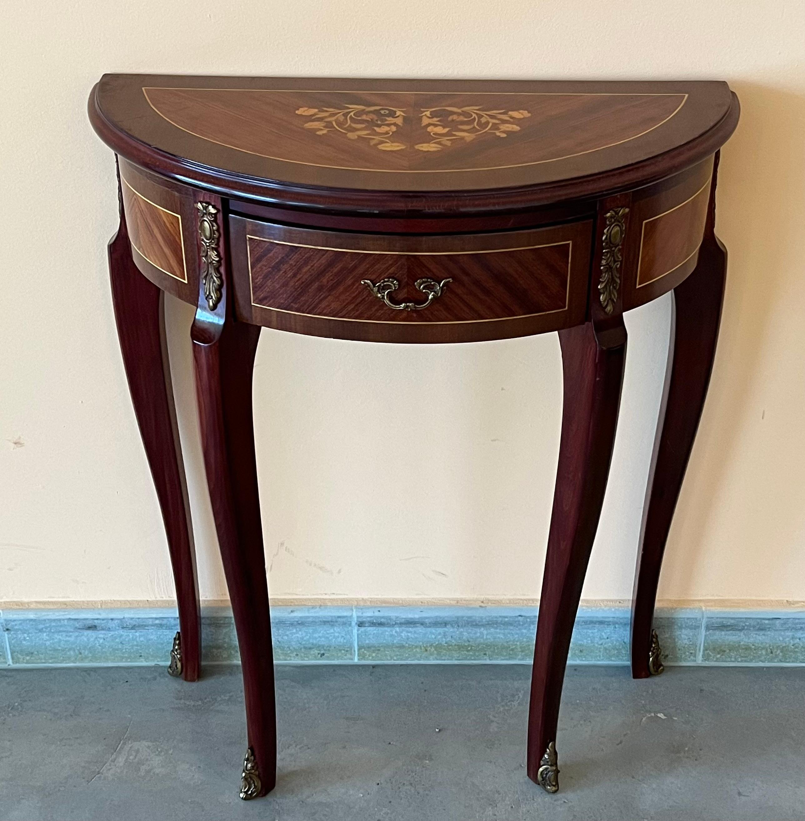 French George III Satinwood Marquetry Side Table with Drawer In Good Condition In Miami, FL
