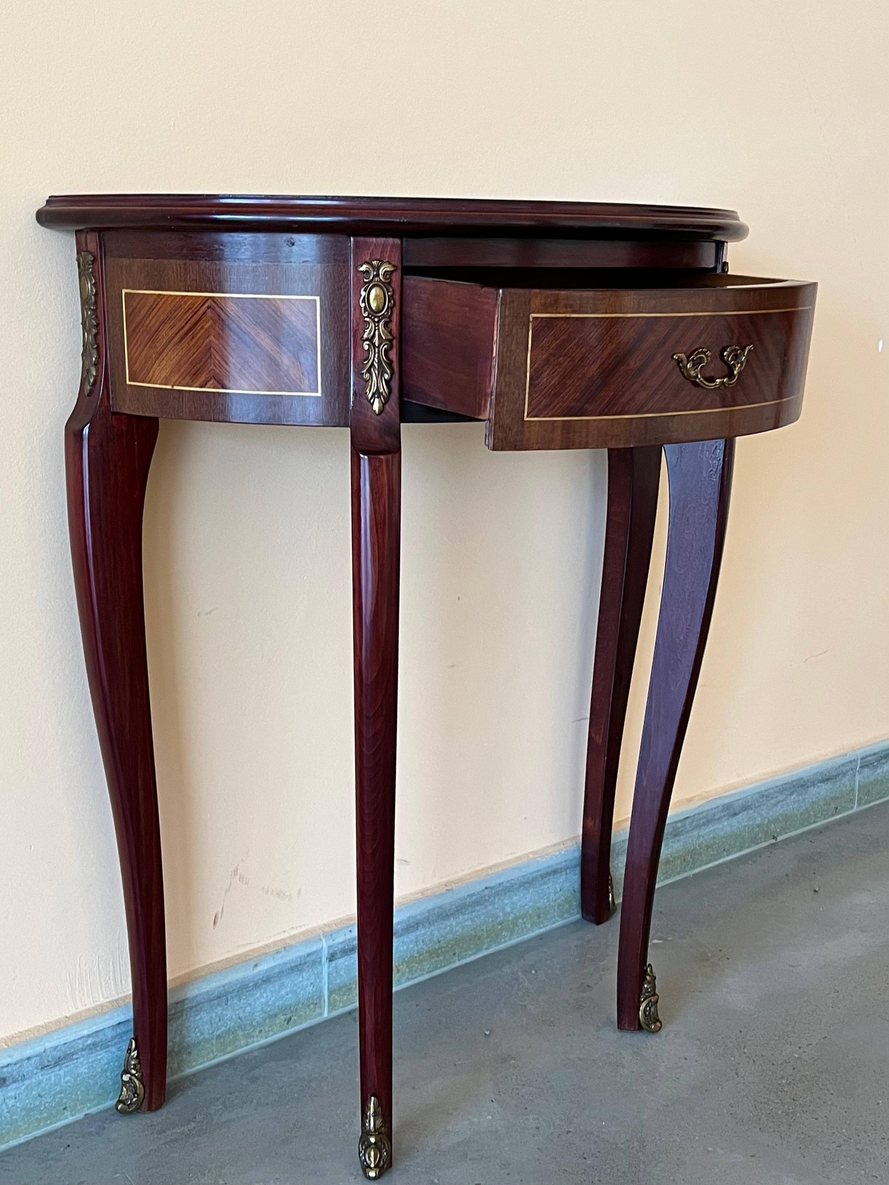 French George III Satinwood Marquetry Side Table with Drawer 3