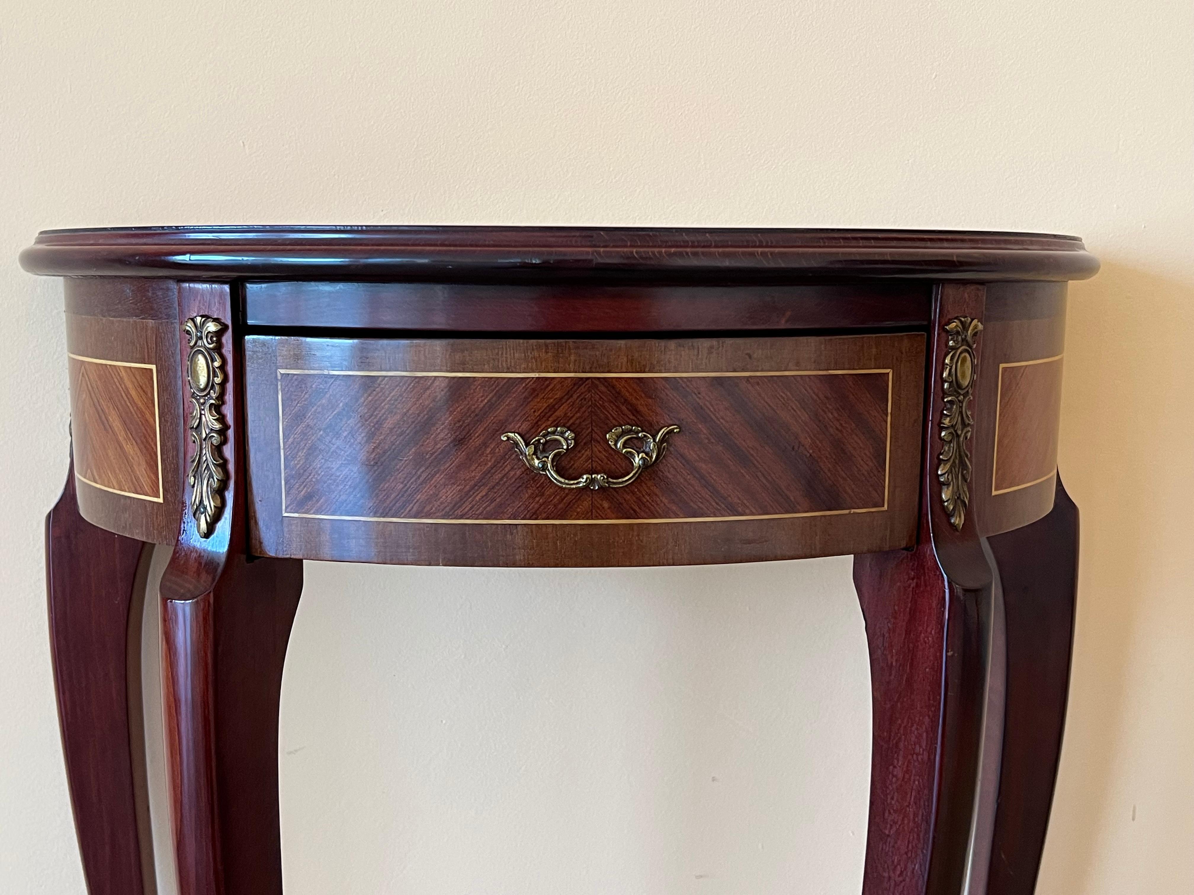 French George III Satinwood Marquetry Side Table with Drawer 5