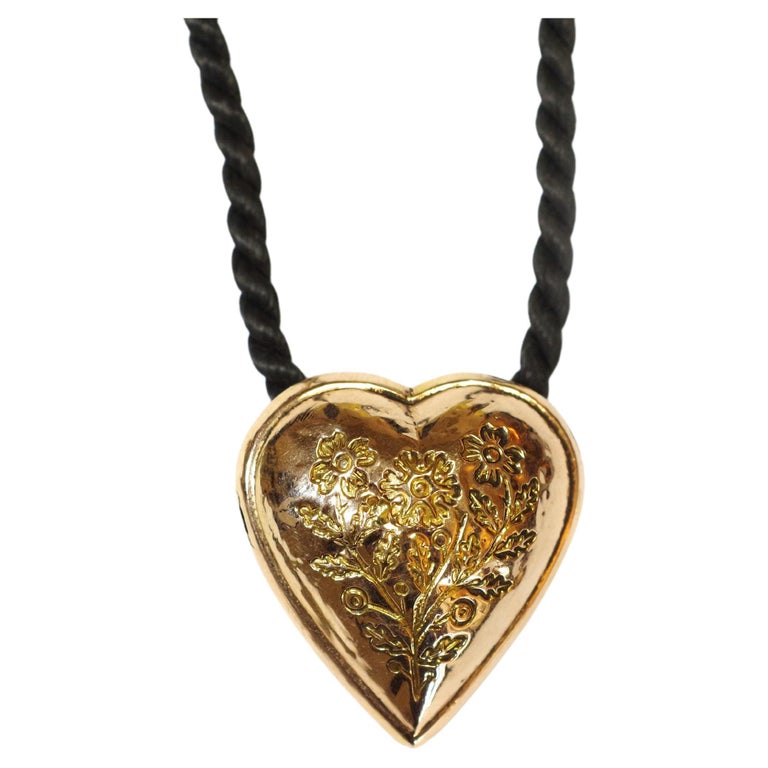 French Georgian Heart Pendant in Rose Gold 18 Karats For Sale