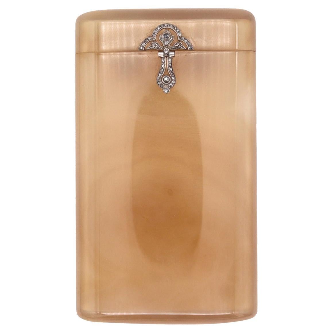 French Ghiso Paris 1920 Art Deco Cards Case Box In Agate Diamonds And  Platinum For Sale at 1stDibs