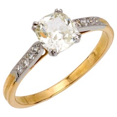 French GIA 1.03 carat old mine diamond 18k yellow gold engagement ring
