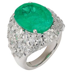 French GIA 11.52 carat Colombian emerald diamond ring