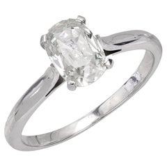 French GIA 1.19 carat diamond 18k white gold solitaire engagement ring