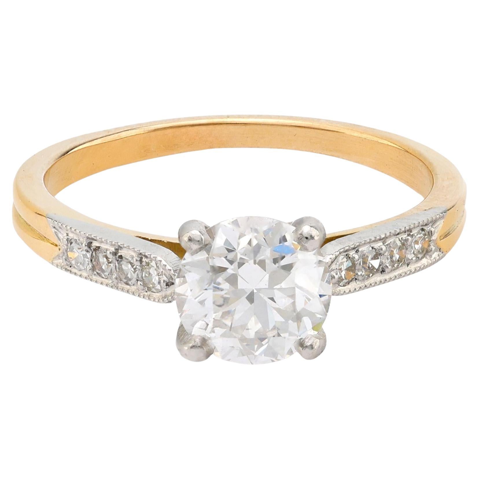 Verlobungsring aus 18 Karat Gelbgold mit GIA 1,19 Karat rundem Brillanten