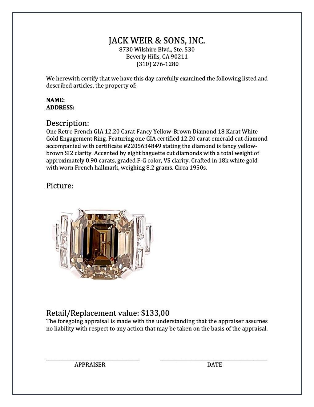 Verlobungsring aus 18 Karat Gold mit GIA 12,20 Karat gelbem Fancy-Diamant 2