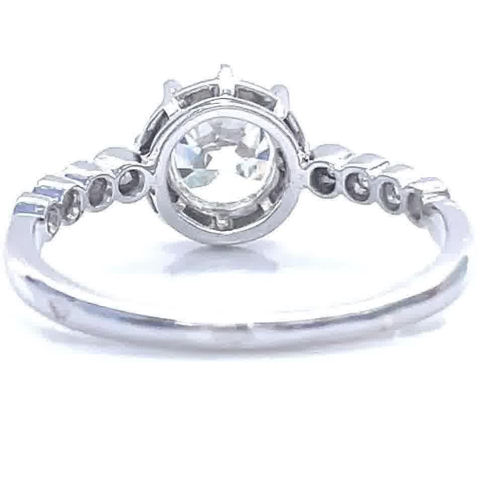French GIA 1.36 Carat Old European Cut Diamond Platinum Engagement Ring 1