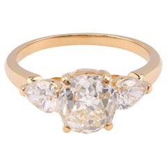 Vintage French GIA 1.89 Carat Old Mine Cut Diamond Yellow Gold Engagement Ring