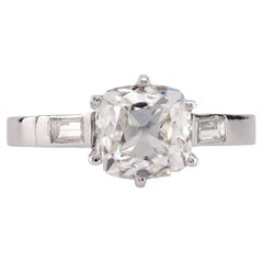Anello di fidanzamento in platino con diamante Old Mine Cut da 2,19 carati GIA francese