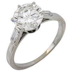 Anello di fidanzamento in platino con diamante rotondo taglio brillante GIA francese da 2,32 carati