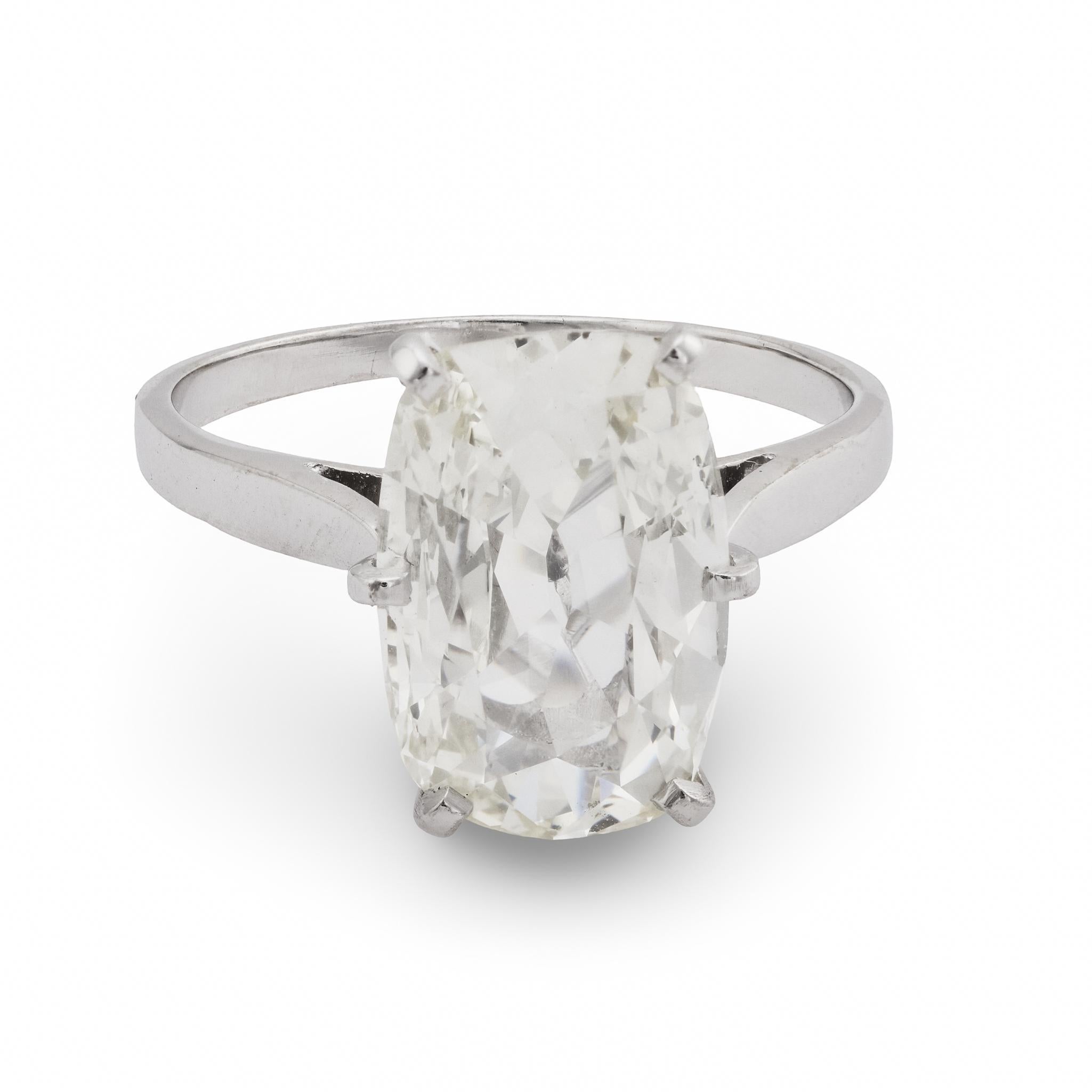 Anillo de compromiso de platino y oro de 18 quilates con diamante talla antigua GIA francés de 3,03 quilates Contemporáneo en venta