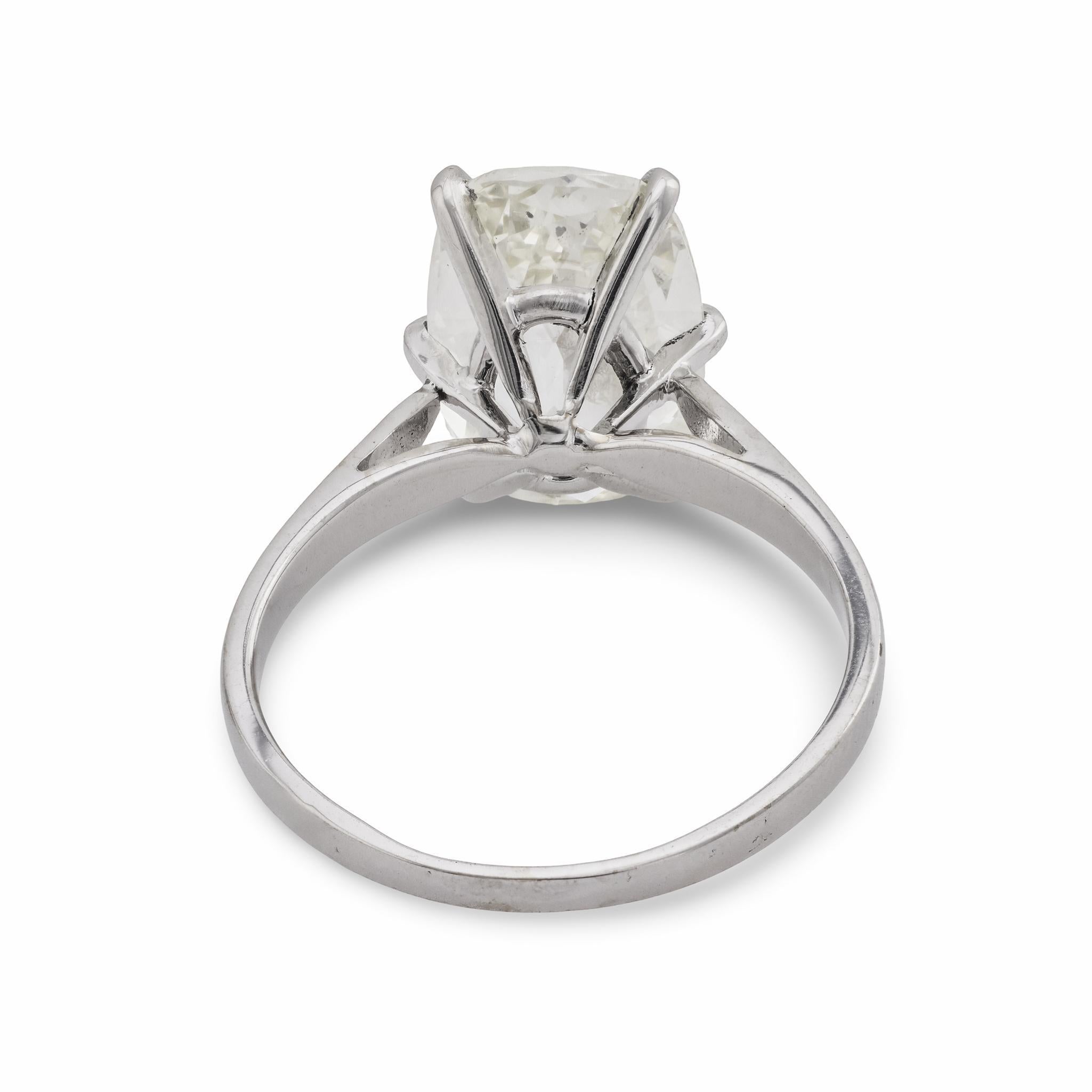 De las mujeres Anillo de compromiso de platino y oro de 18 quilates con diamante talla antigua GIA francés de 3,03 quilates en venta