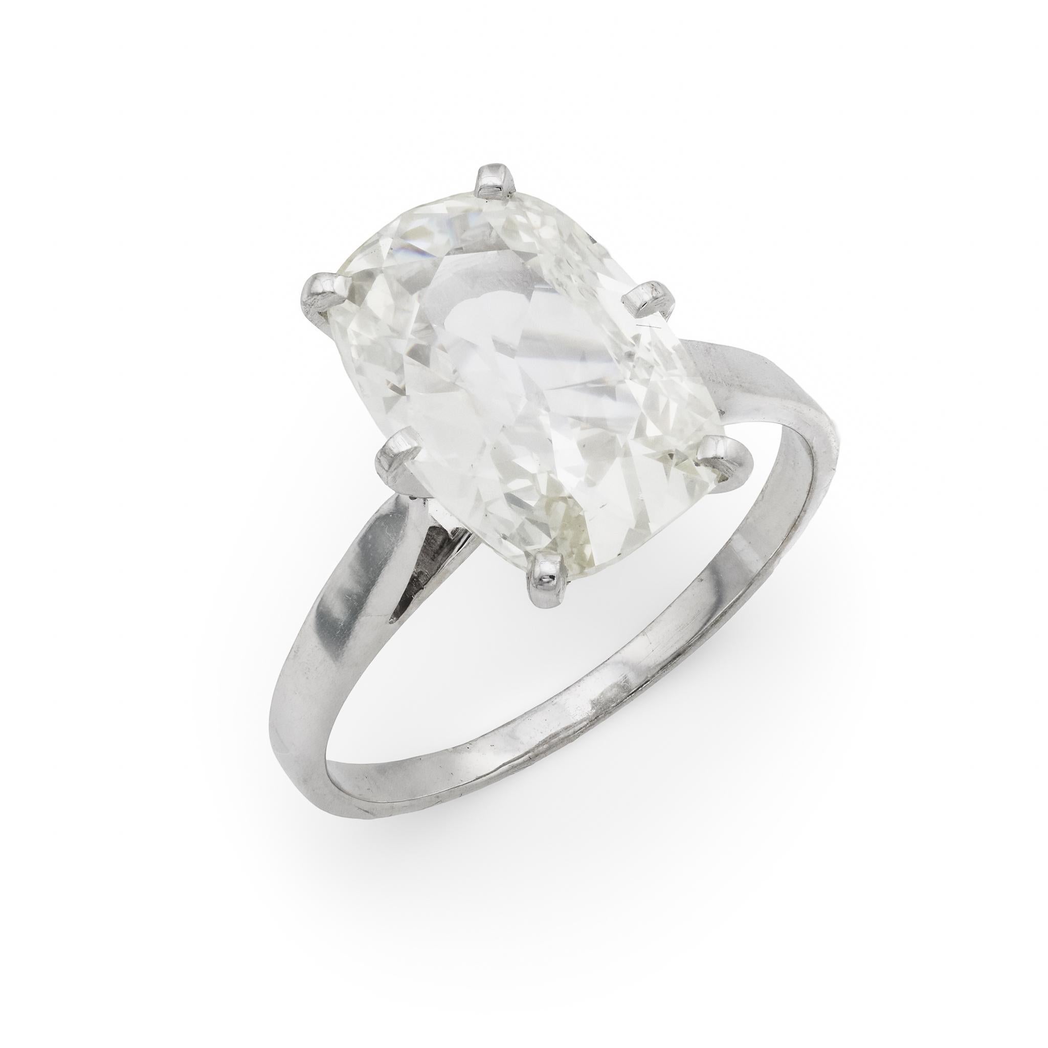 Anillo de compromiso de platino y oro de 18 quilates con diamante talla antigua GIA francés de 3,03 quilates en venta