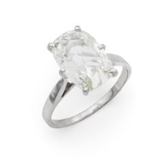 Bague de fiançailles en or 18 carats et platine GIA 3,03 carats diamant taille mine ancienne
