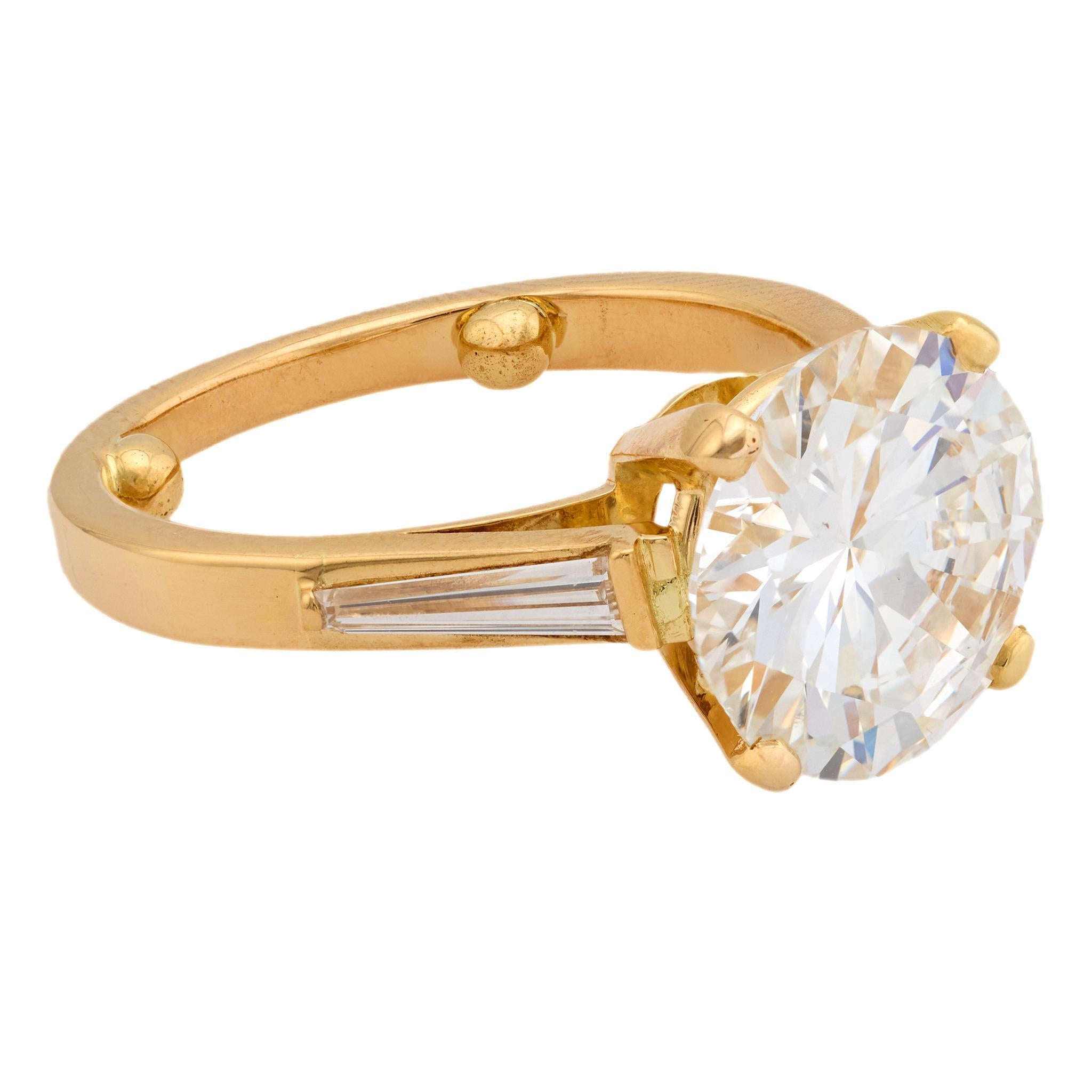 Bague de fiançailles en or jaune 18k avec un diamant français GIA de 4,00 carats Bon état - En vente à Beverly Hills, CA