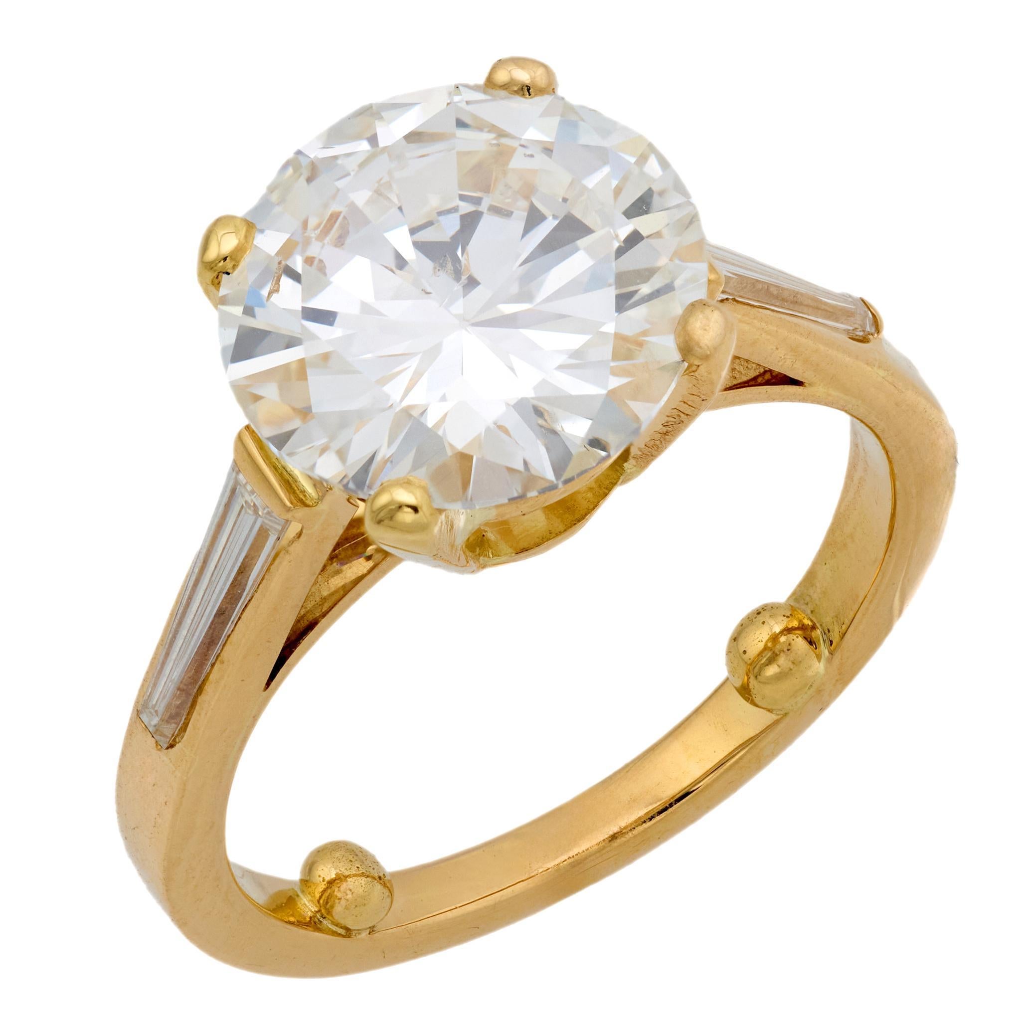 Bague de fiançailles en or jaune 18k avec un diamant français GIA de 4,00 carats en vente 3