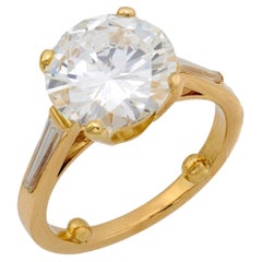Bague de fiançailles en or jaune 18k avec un diamant français GIA de 4,00 carats