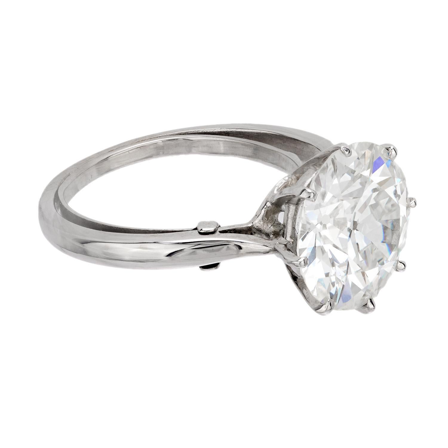 Verlobungsring aus 18 Karat Weißgold mit GIA 4,13 Karat Diamant im alten europäischen Schliff und Diamantschliff (Moderne) im Angebot