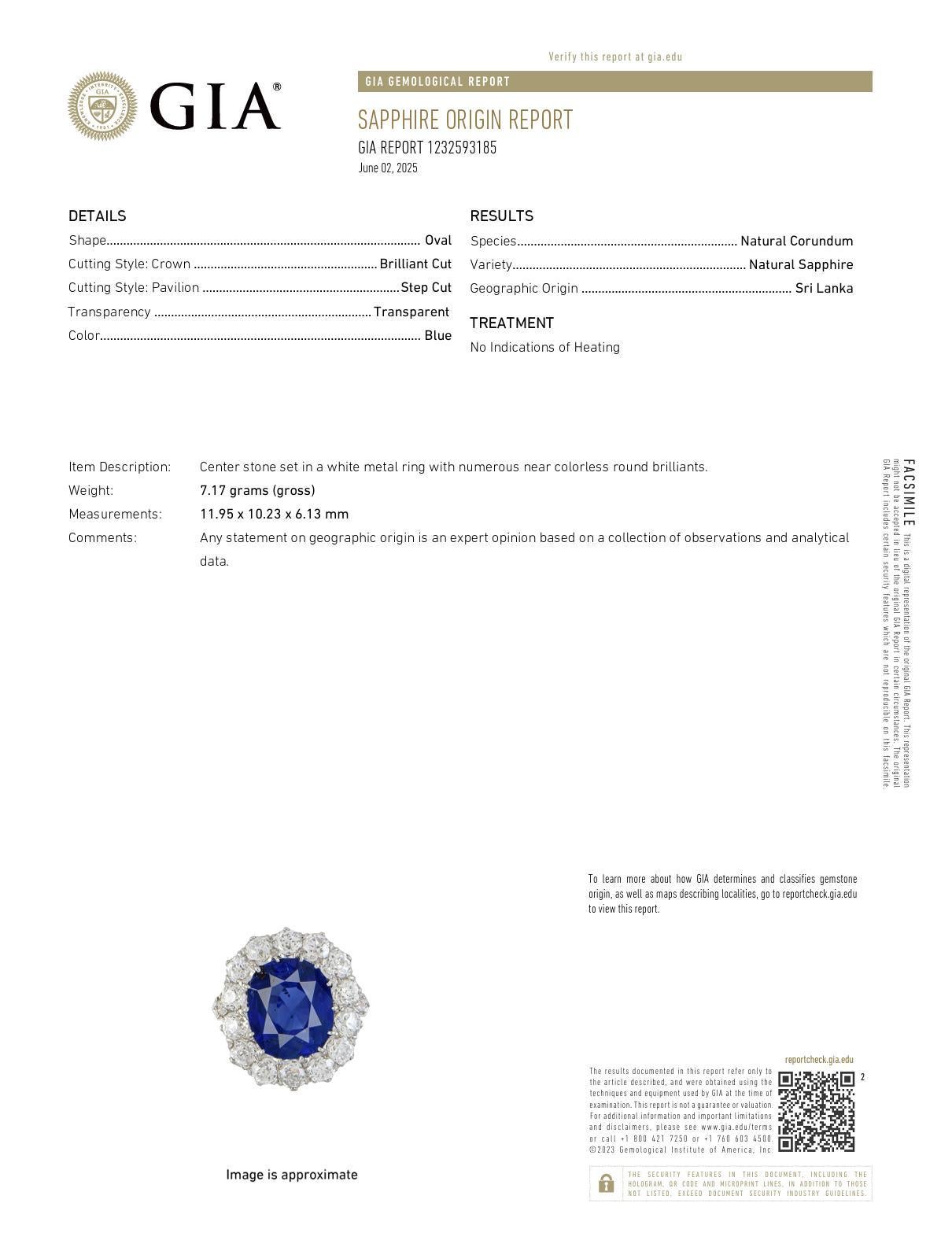 Donna French GIA 6.44 carat no heat sapphire diamond 18k cluster ring in vendita