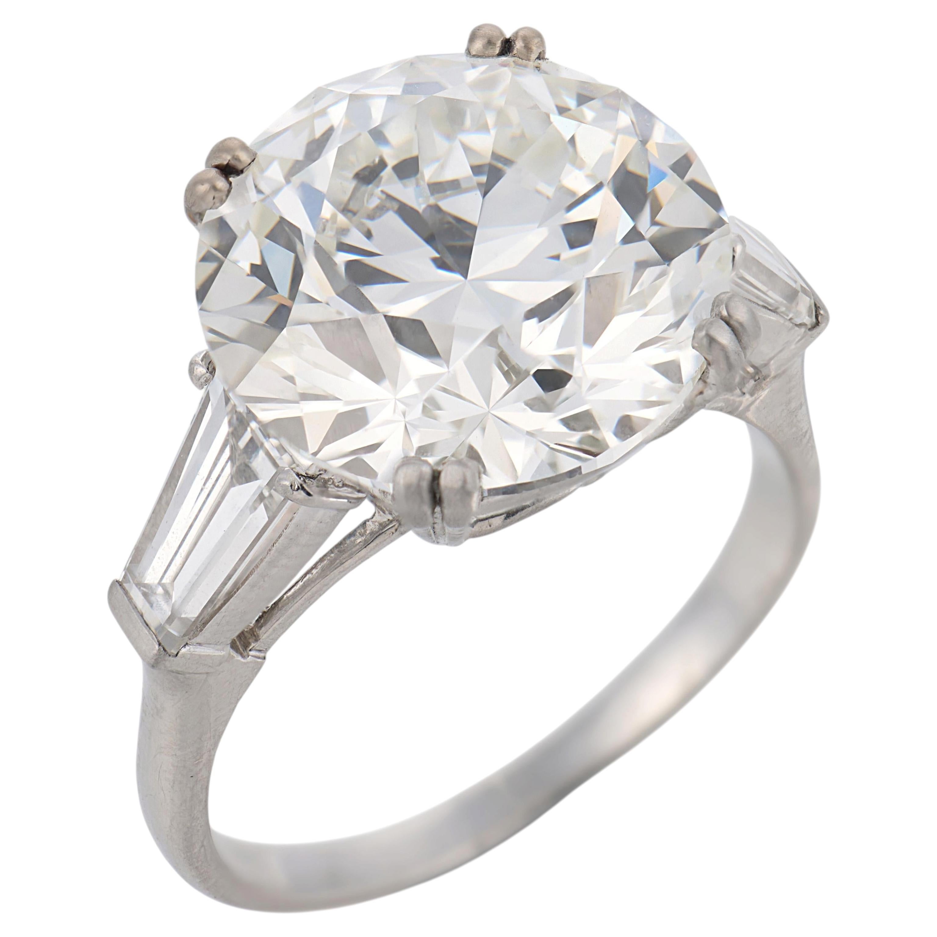 French GIA 9.01 carat diamond platinum engagement ring