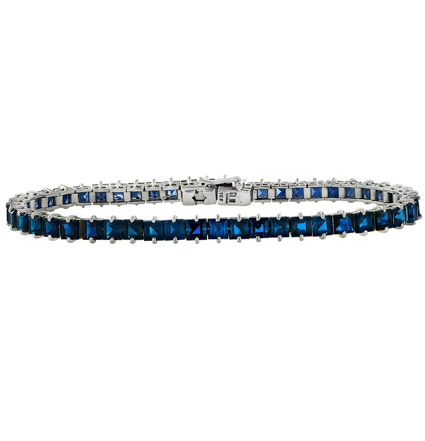 Modern French GIA Certified Straight Line Australian Sapphire and Diamond Bracelet