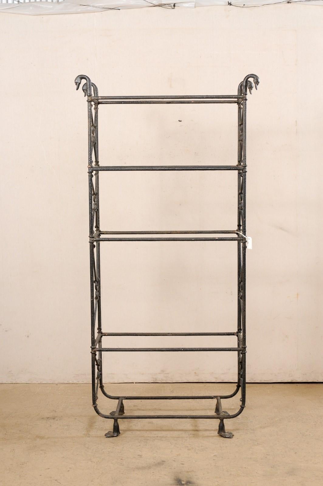 French Giacometti Style Tall Étagère with Goose-Head Finials & Webbed Feet 5