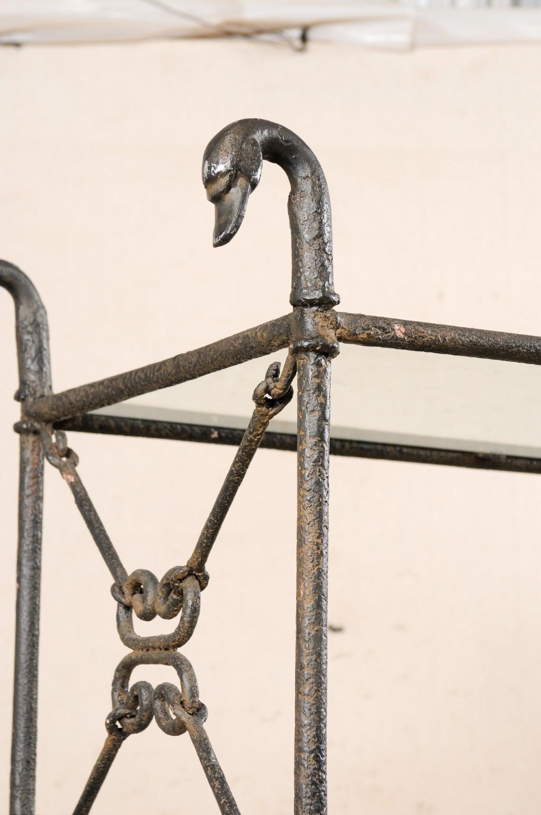20th Century French Giacometti Style Tall Étagère with Goose-Head Finials & Webbed Feet