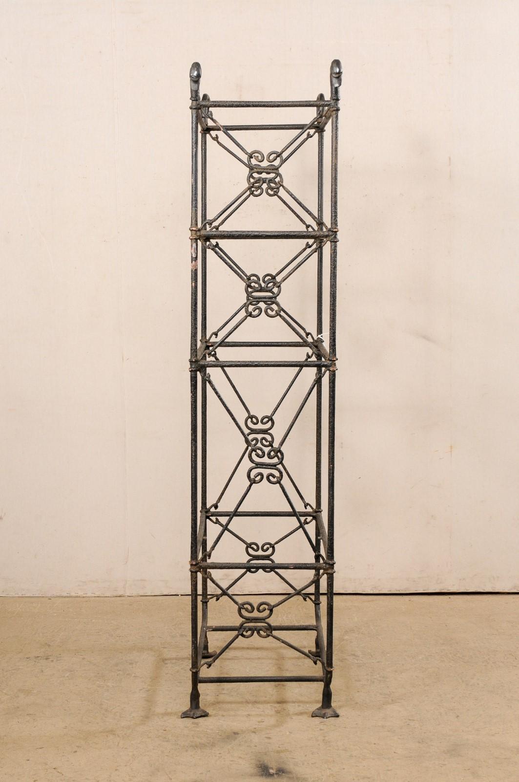 French Giacometti Style Tall Étagère with Goose-Head Finials & Webbed Feet 3