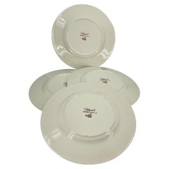 French Gien Lafayette Set of 4 Red Charger Plates Pierre Deux