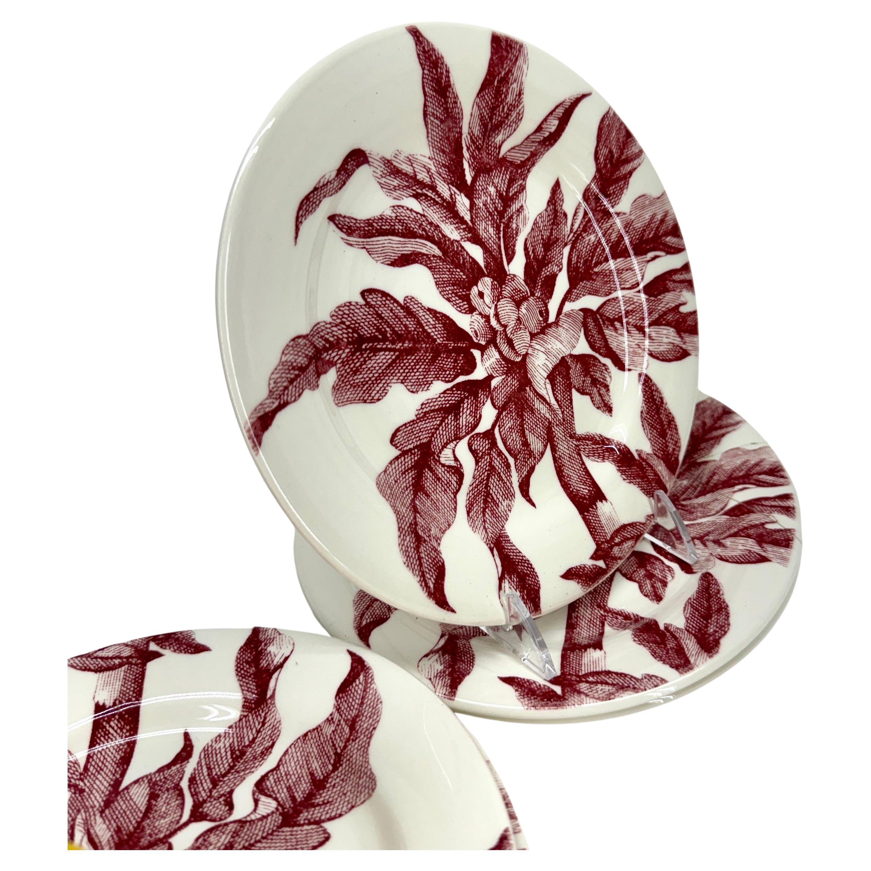 French Gien Lafayette Set of 6 Red Plates by Pierre Deux In Good Condition For Sale In Haddonfield, NJ