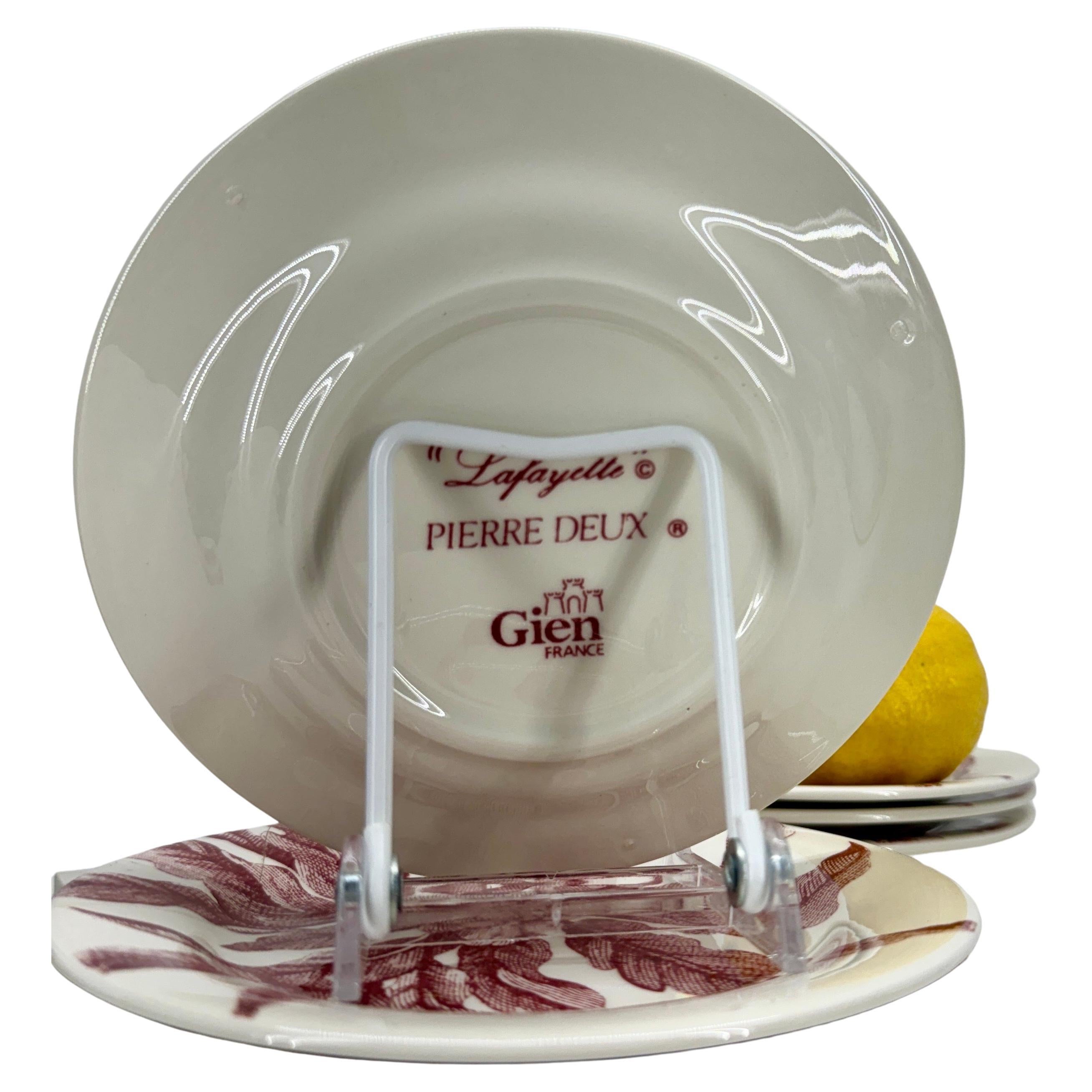 French Gien Lafayette Set of 6 Red Plates by Pierre Deux For Sale 1