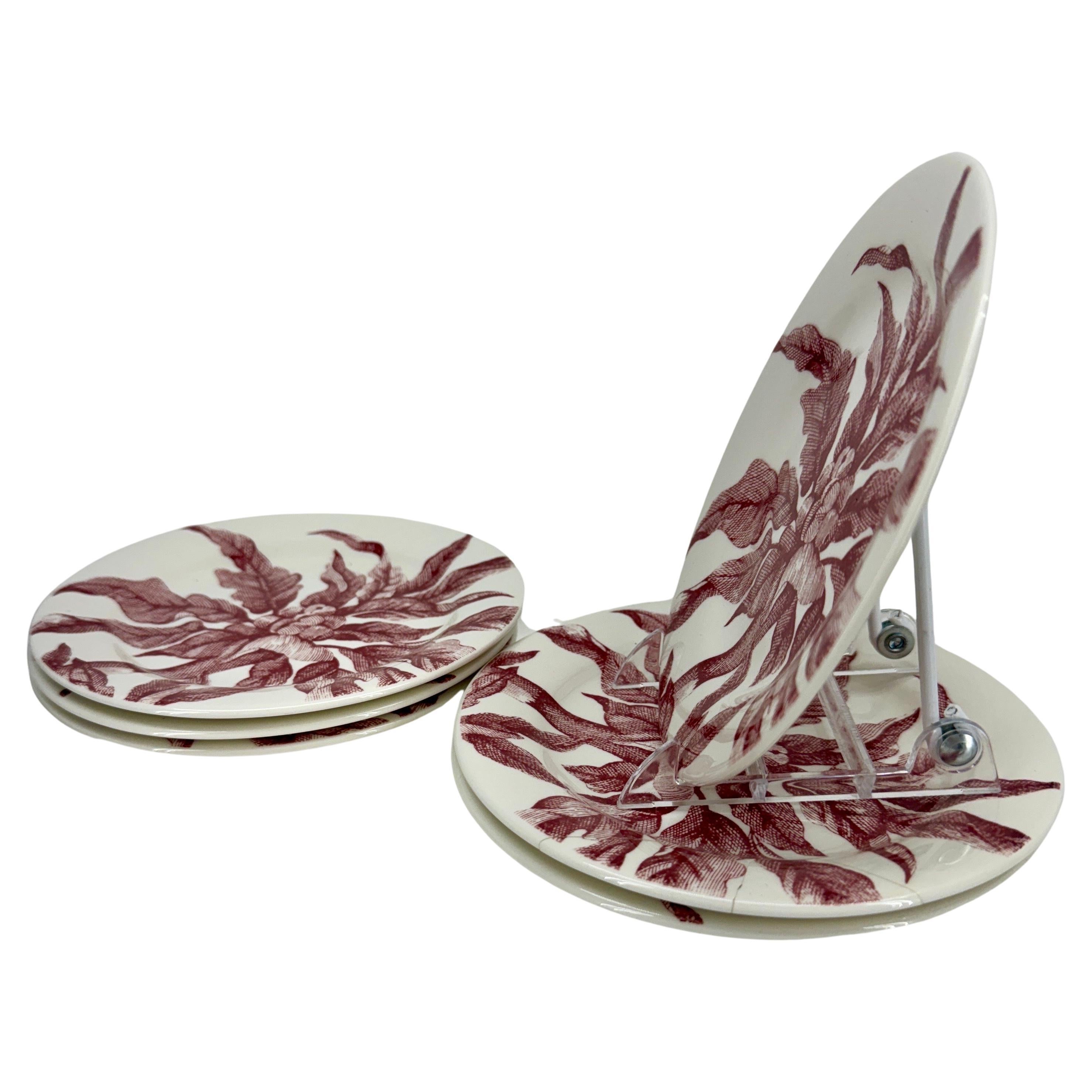 French Gien Lafayette Set of 6 Red Plates by Pierre Deux For Sale 2