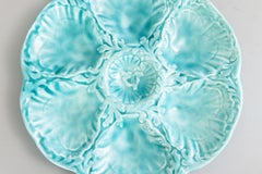 French Gien Turquoise Majolica Oyster Plate, circa 1950