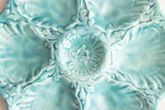 French Gien Turquoise Majolica Oyster Plate, circa 1950