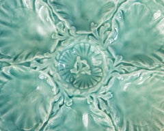 French Gien Turquoise Majolica Oyster Plate