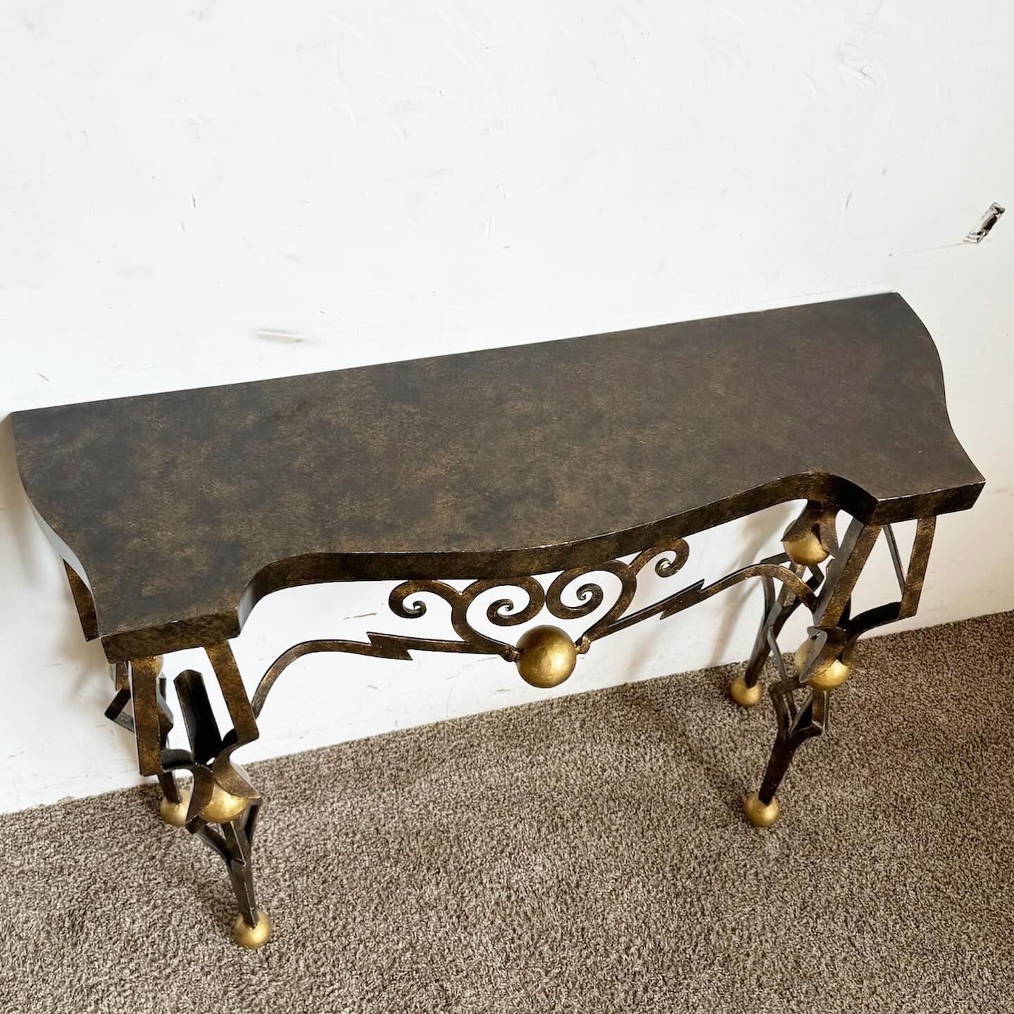 French Gilbert Poillerat Style Wrought Iron Console Table For Sale 2