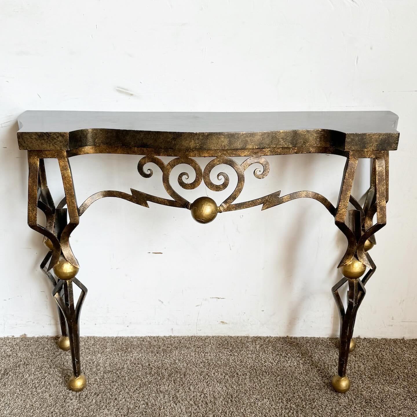 French Gilbert Poillerat Style Wrought Iron Console Table For Sale 4
