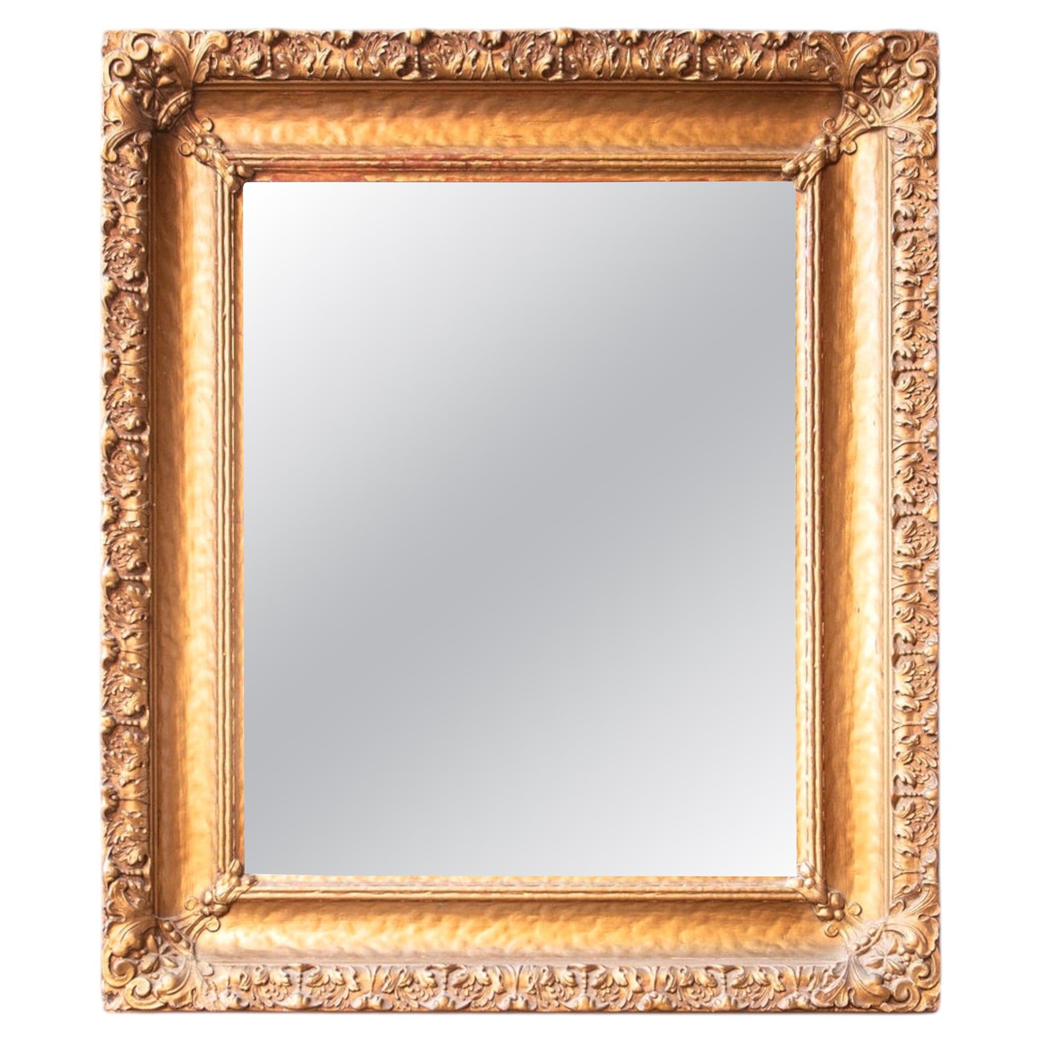 French Gild Ornate Framed Wall Mirror, Late 19th Century Louis XVI For Sale
