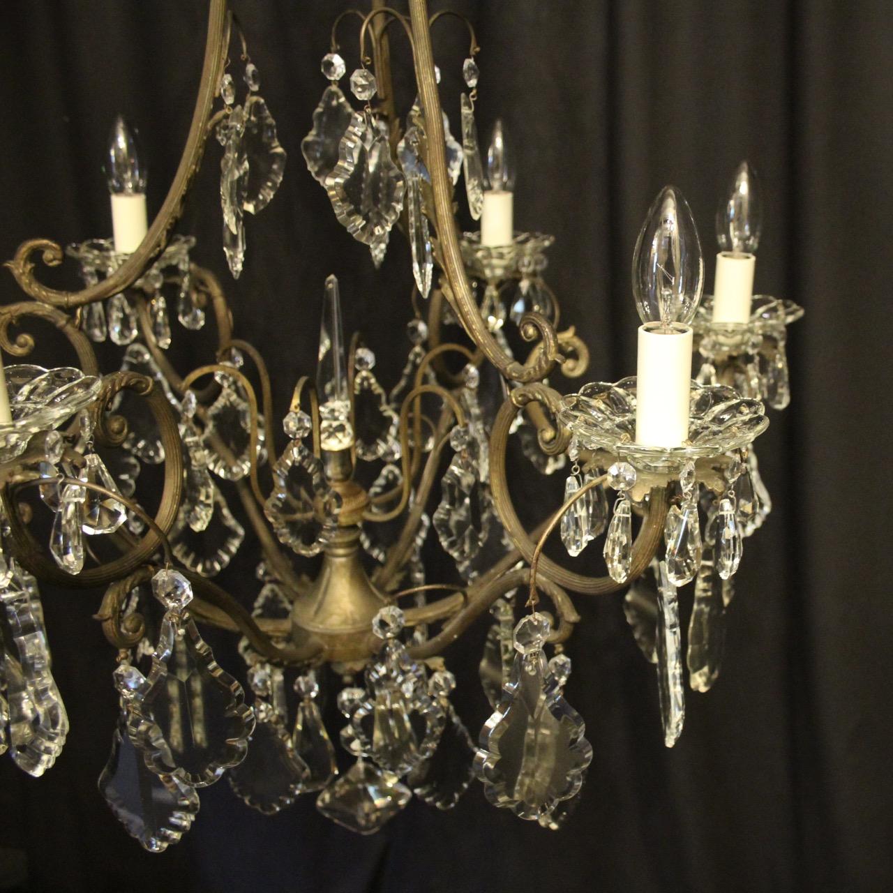 20th Century French Gilded 7-Light Birdcage Antique Chandelier For Sale