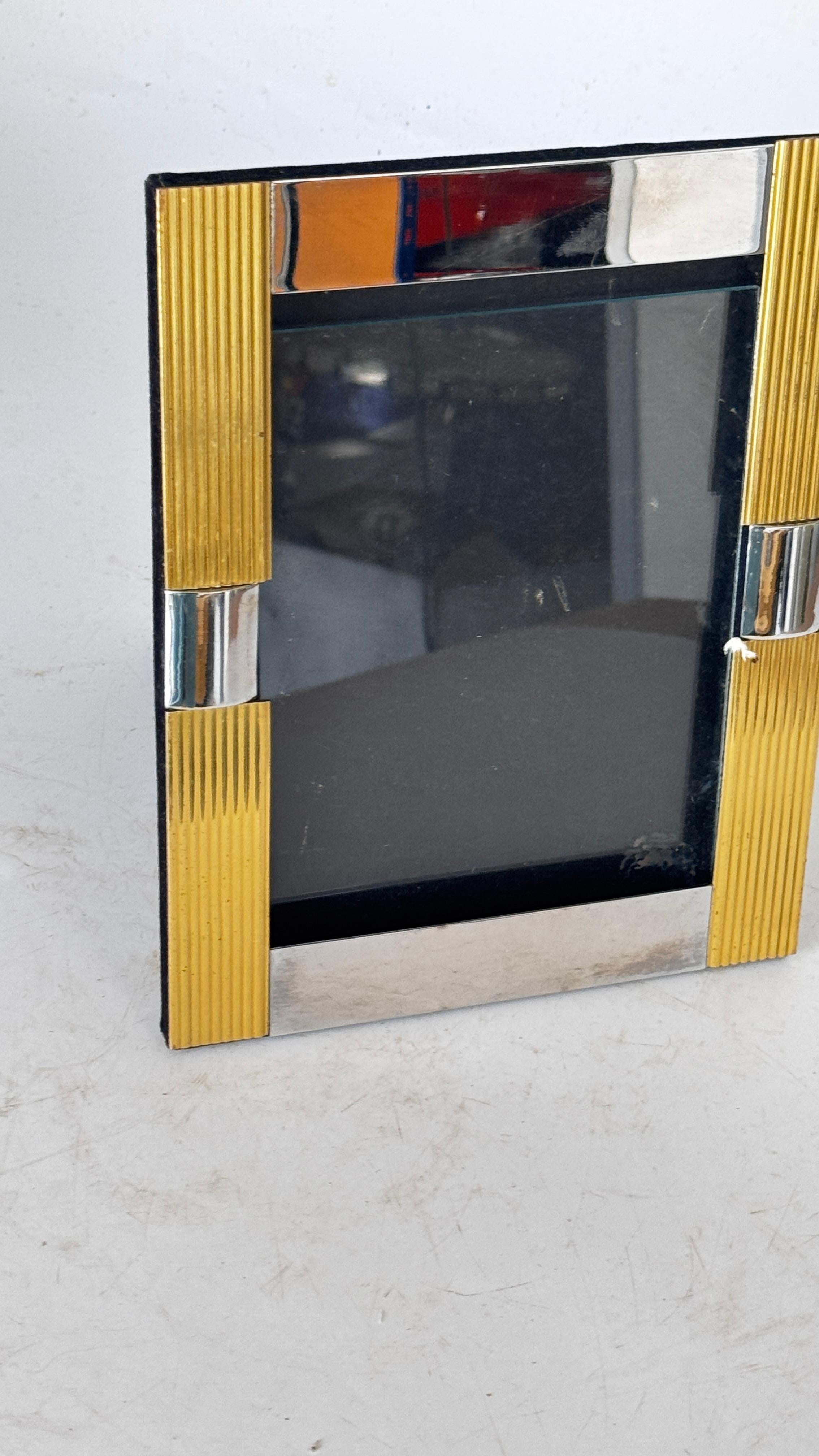 Brass French Gilded Aluminum & Metal Picture Frame – 1970s For Sale