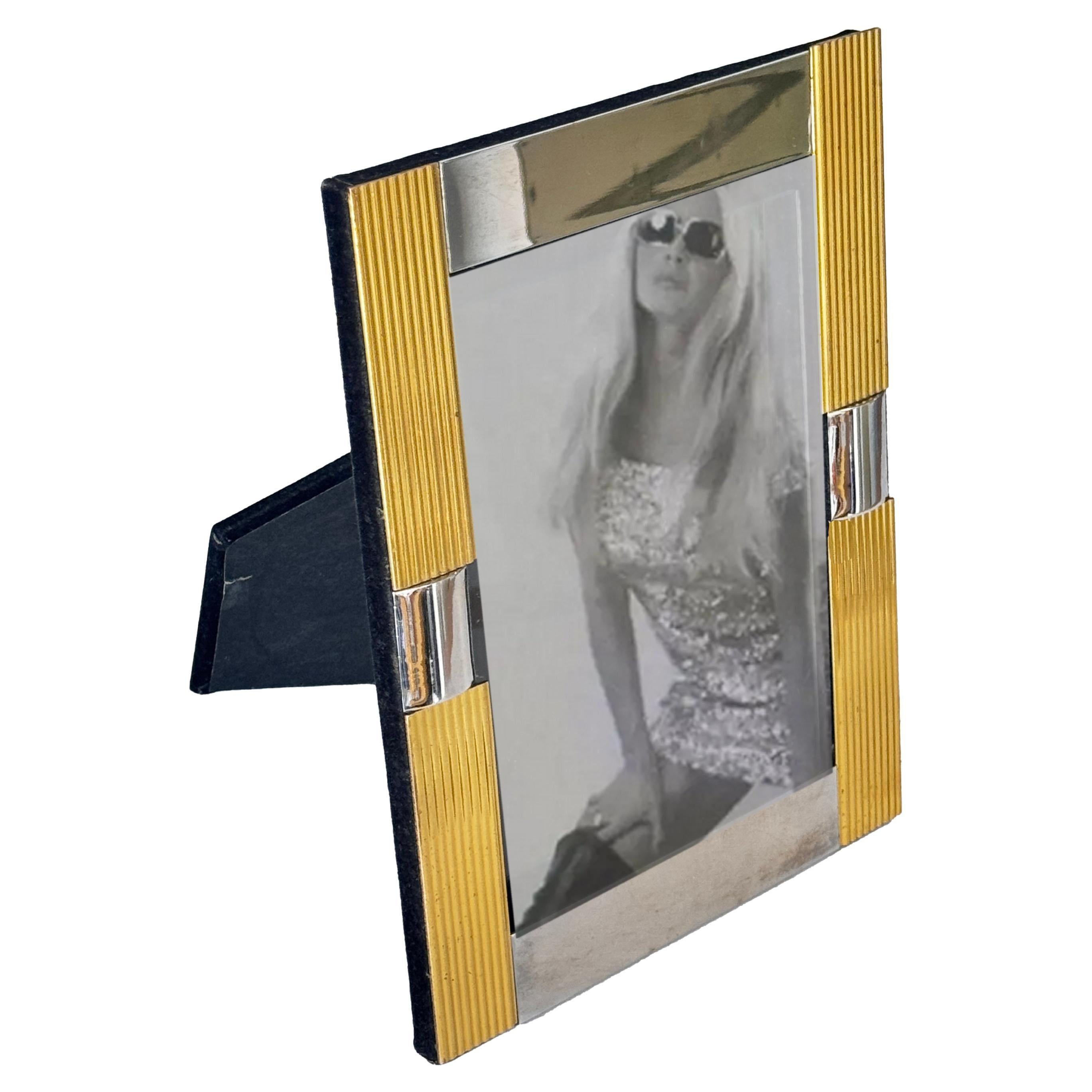 French Gilded Aluminum & Metal Picture Frame – 1970s For Sale