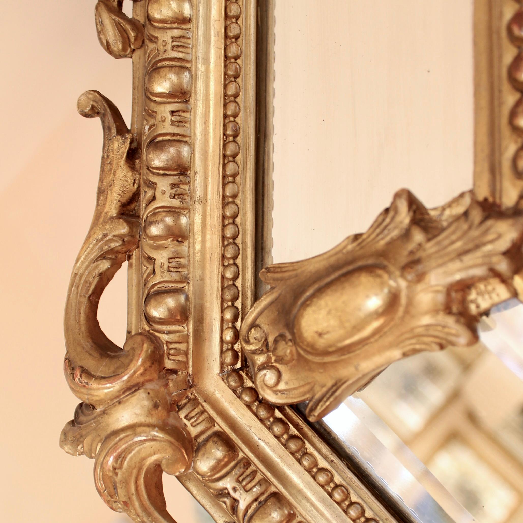 Französisch vergoldet Belle Époque Borderglass Cushion Mirror im Angebot 3